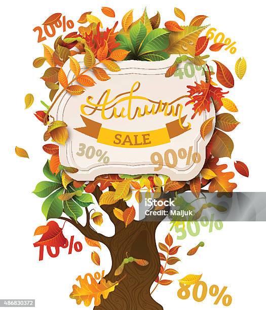 Autumn Sale Illustration Stock Illustration - Download Image Now - 2015, Autumn, Badge