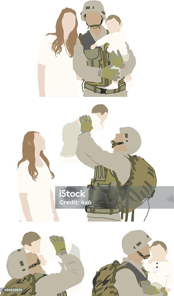 Military man with family Military man with familyhttp://www.twodozendesign.info/i/1.png Military stock vector