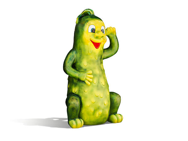 Smiling fairy cartoon cucumber, isolated, on white background, with path