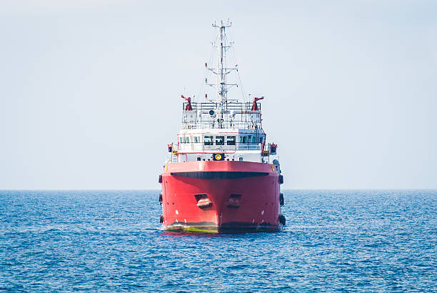 istock supply boat in oilfield and cargo take on front 486831317