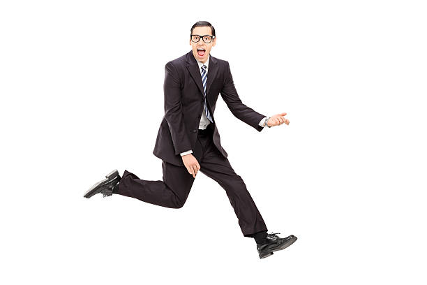 istock Man in suit playing air guitar 486832265