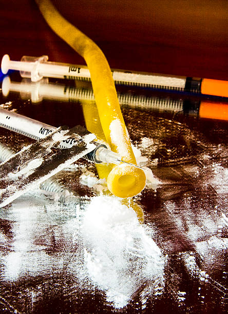 cocaína ferramentas para administração intravenosa de abuso 3 - misapplication imagens e fotografias de stock