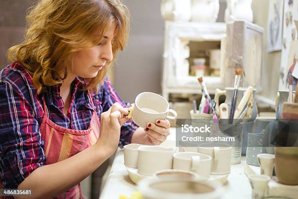 Pottery Artist Stock Photo - Download Image Now - 30-34 Years, Adult, Adults Only