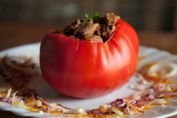 Raw vegan stuffed tomato.