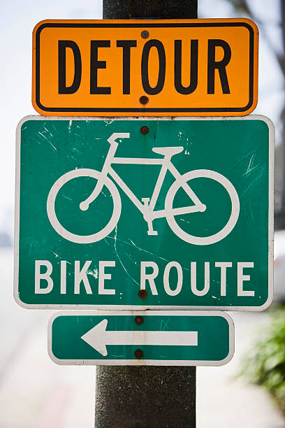 istock Bike route sign 486836747