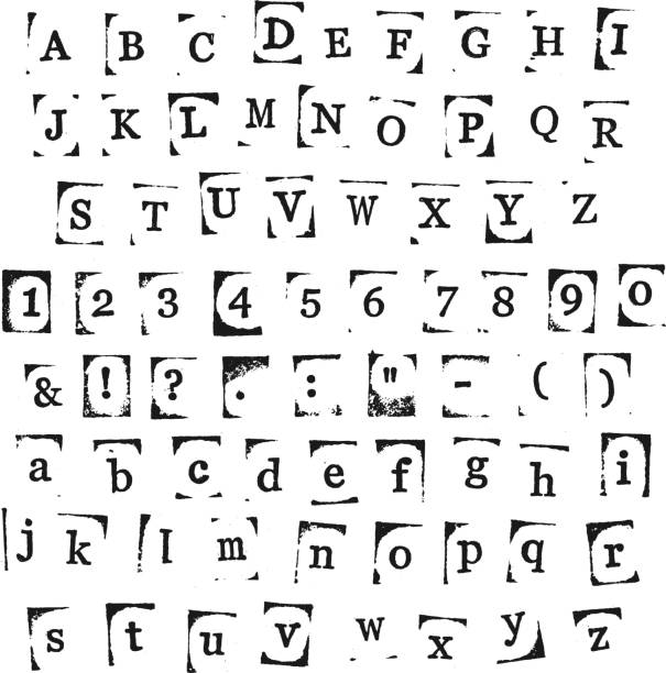 ilustrações, clipart, desenhos animados e ícones de conjunto de vetor de carimbo de borracha-caracteres - rubber stamp typescript alphabet letterpress