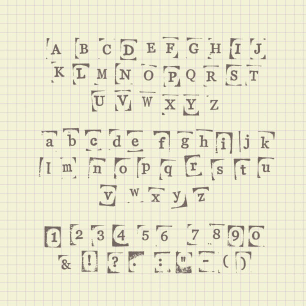 ilustrações, clipart, desenhos animados e ícones de conjunto de vetor de carimbo de borracha-caracteres - rubber stamp typescript alphabet letterpress