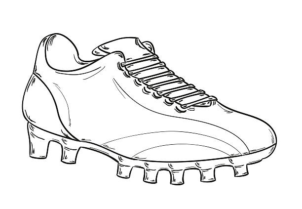 football boots sketch sketch of the football boots on white background cleats stock illustrations
