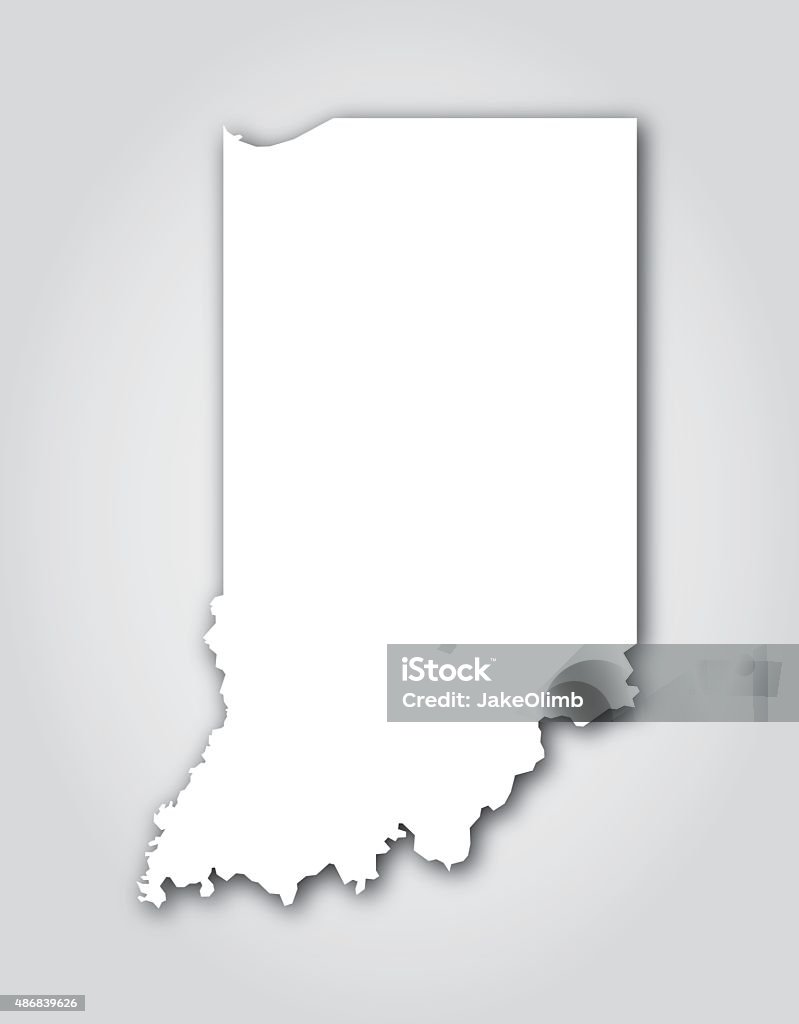 Indiana Silhouette White Vector silhouette of Indiana in white with a drop shadow. Indiana stock vector