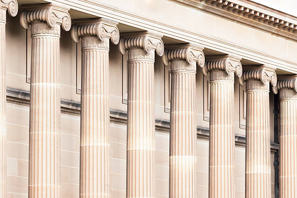 istock Row of classical columns, top part capital 486841354