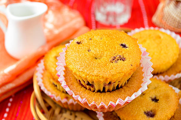 istock Homemade blackcurrent muffins in paper cupcake holder 486841442