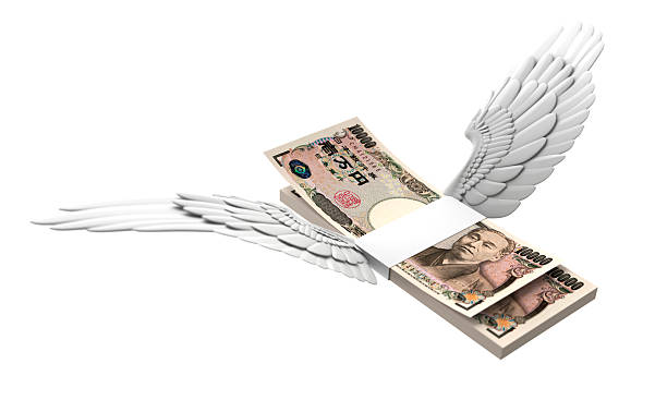 Flying Japan bill stock photo