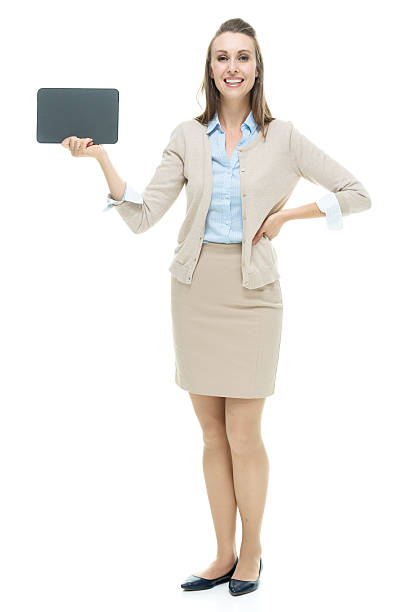 istock Smiling businesswoman holding tablet 486842326