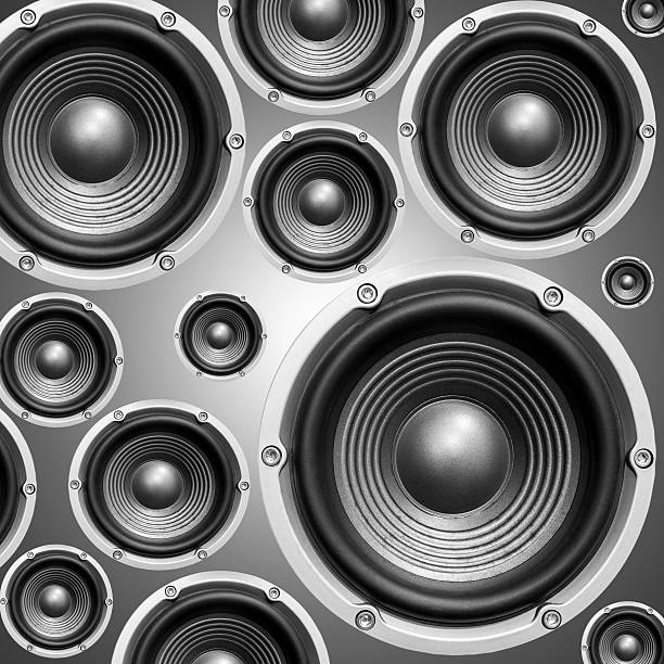 istock Speakers seamless background,on black and white  background. 486843270