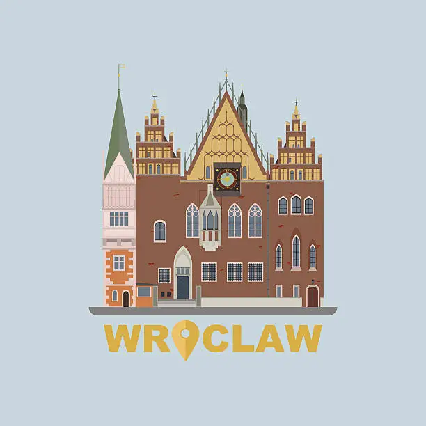 Vector illustration of Wroclaw Town Hall