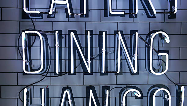 istock Neon tube light in Dining wording 486845830