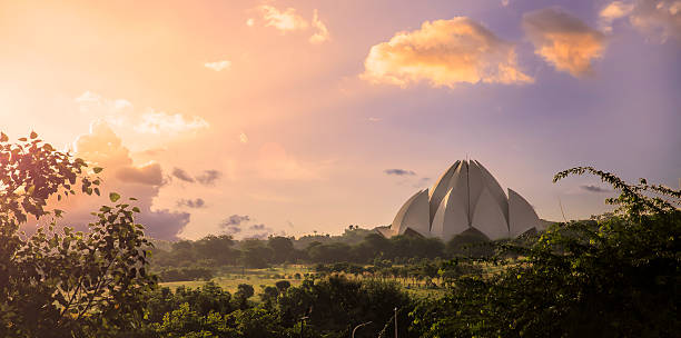 храм лотоса, нью-дели, индия-cngltrv1109 - new delhi фотографии стоковые фото и изображения