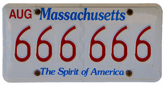 Massachusetts licence plate with fake number. The Spirit of America