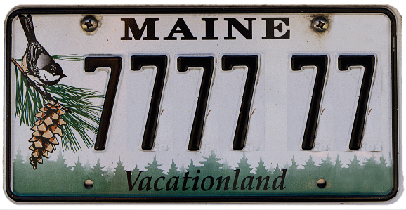 Maine licence plate with fake number. Vacation Land