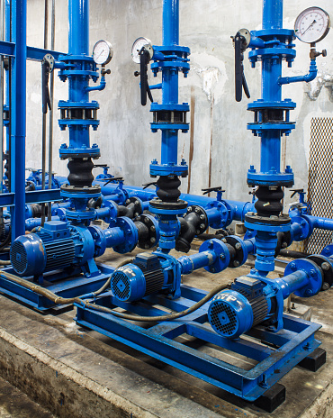 Close up industrial pipe valves Control system