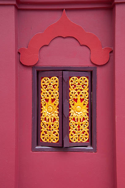 istock the wood window in thai temple 486850512