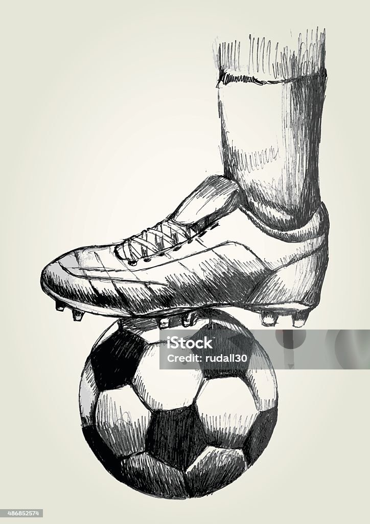 Soccer Sketch illustration of a soccer player's foot on soccer ball Soccer stock vector