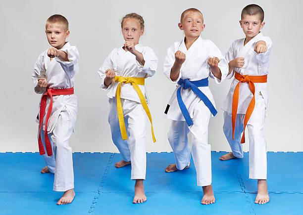istock Children in karategi beats karate blows 486852666