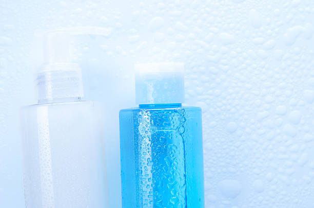 istock Face wash cleansing gel, toner with water drops. 486853326
