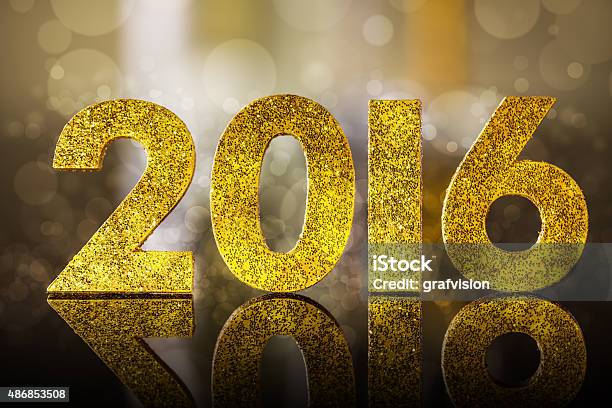 2016 Year Golden Figures Stock Photo - Download Image Now - 2015, 2016, Backgrounds