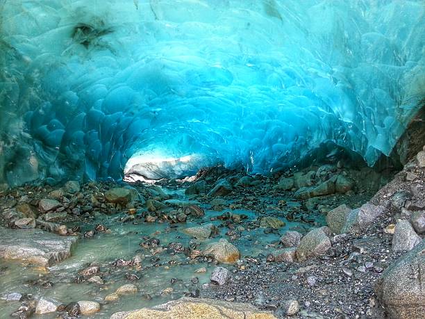 Glacier cave and river in Alaska
