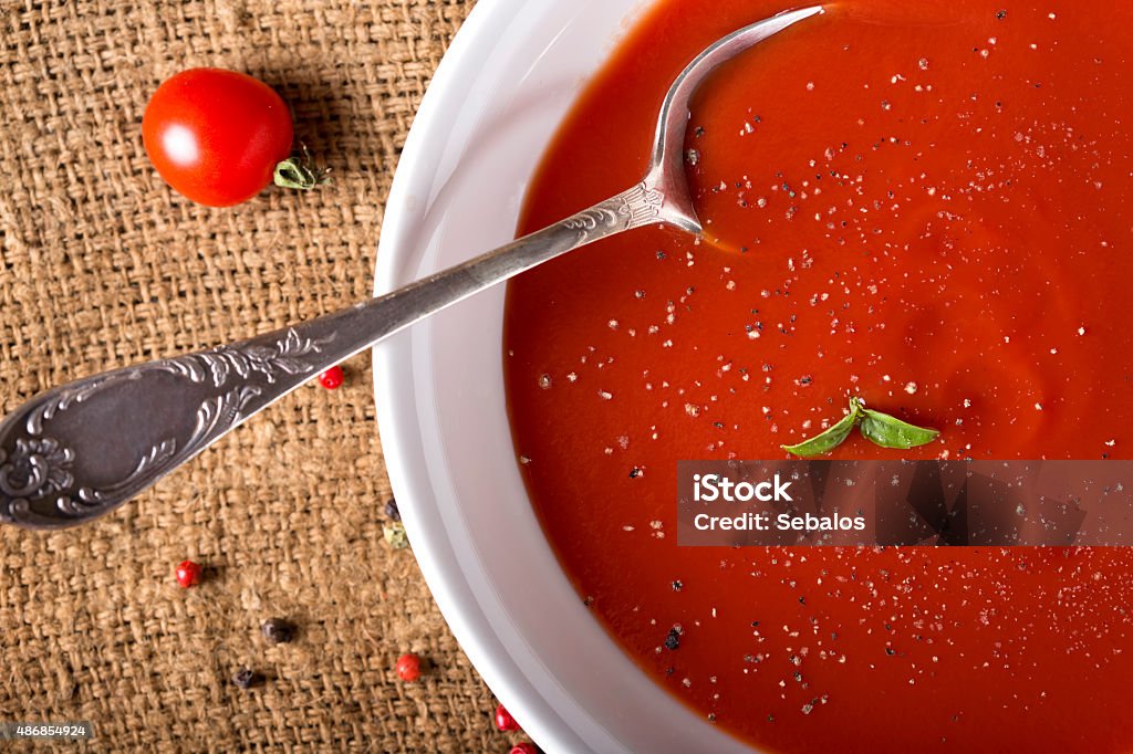 Tomato soup Fresh tomato soup in a white bowl Tomato Soup Stock Photo