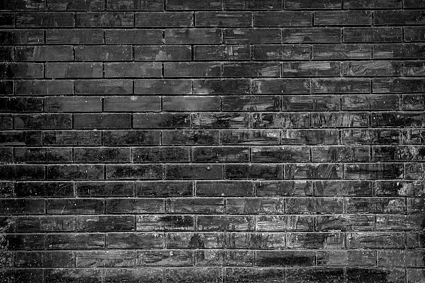 istock brick wall background in black and white color. 486855126