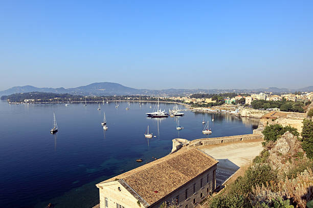 istock Aerial View on Marina with Yachts, Corfu island, Greece 486856754