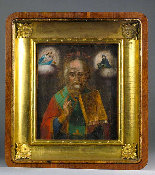 istock Russian Icon, Saint Nicholas with Christ and Mary 486857627