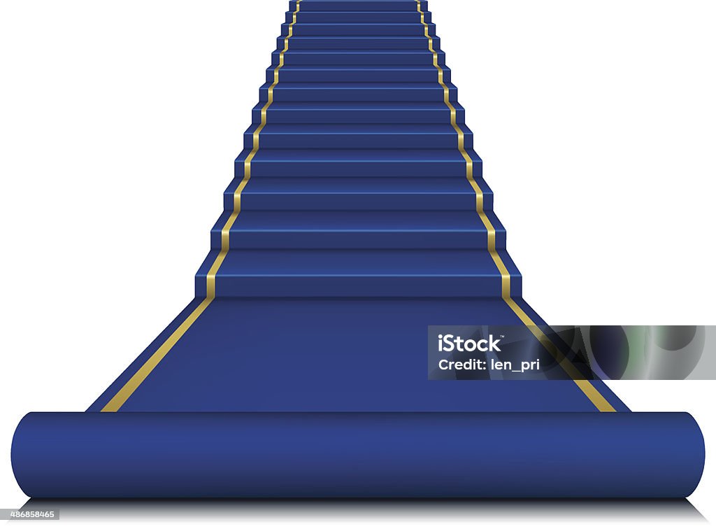 Escalera con alfombra de color azul - arte vectorial de Azul libre de derechos