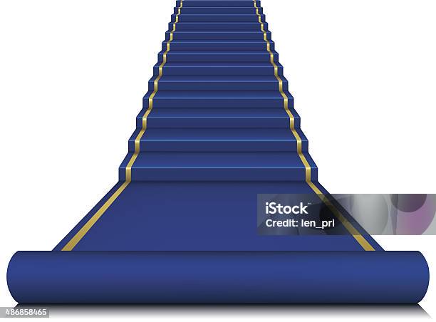 Ilustración de Escalera Con Alfombra De Color Azul y más Vectores Libres de Derechos de Azul - Azul, Moqueta, Acontecimiento