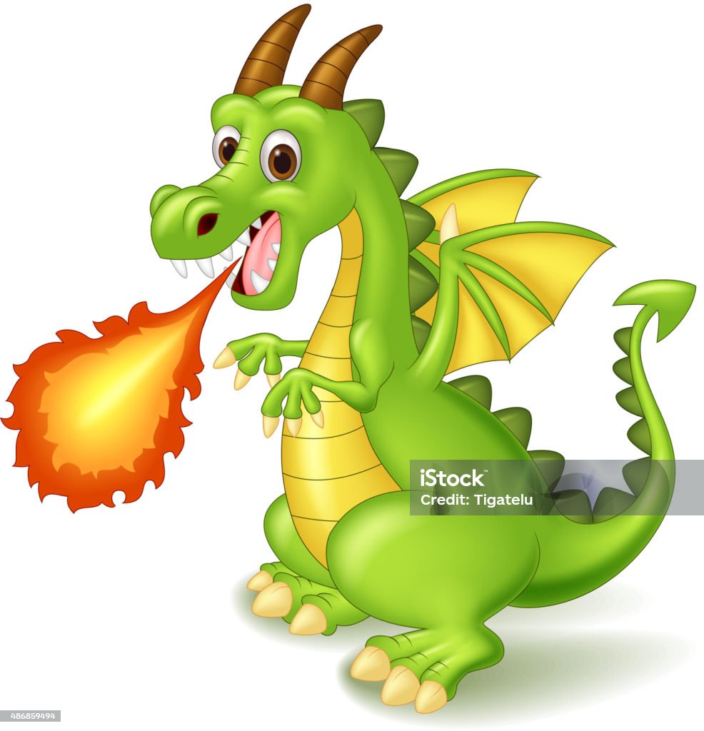 Cartoon Dragon Posing With Fire Stock Illustration - Download Image Now -  Dragon, Cartoon, Green Color - iStock