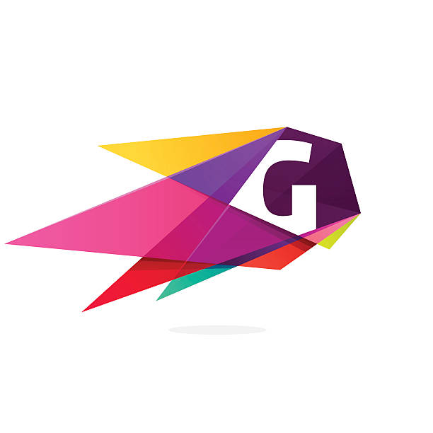 G letter icon with polygonal comet. Abstract low poly multicolored vector design template elements for your application or corporate identity. g star stock illustrations