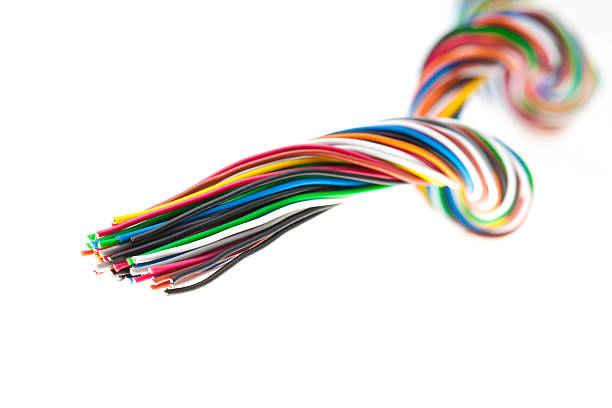 istock muti-color electronic wire on white background 486860673