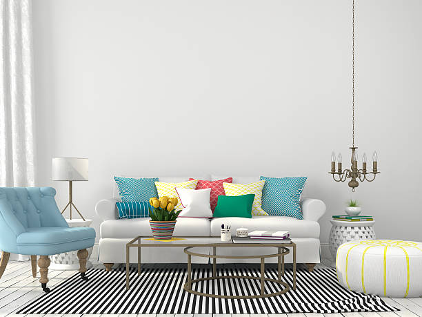 Living room with colorful pillows