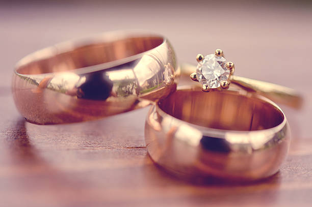 istock Beautiful golden engagement and wedding rings 486862142