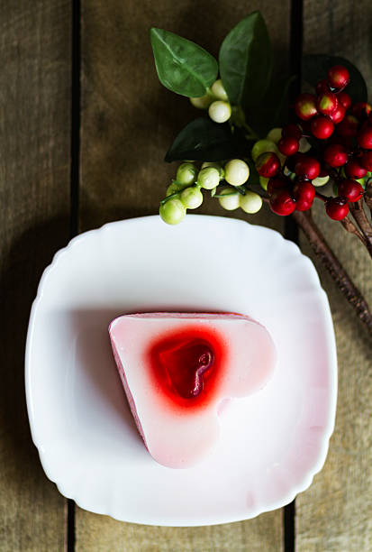istock cream cake in the form heart, valentine 486862768
