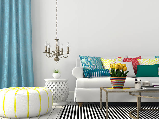 istock Living room with colorful pillows 486863152