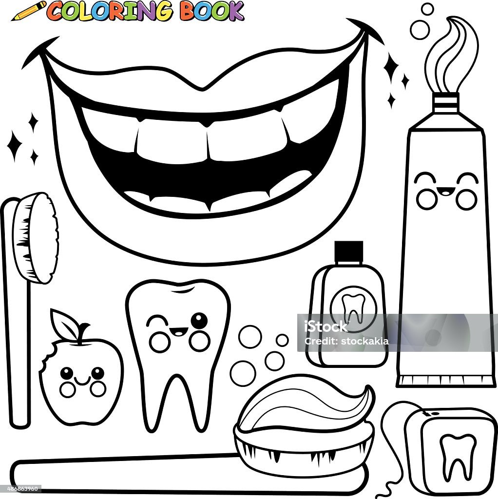 Ilustración de Página Para Colorear De Higiene Dental Vector Set y más  Vectores Libres de Derechos de Página de libro para colorear - Técnica de  ilustración - Página de libro para colorear -