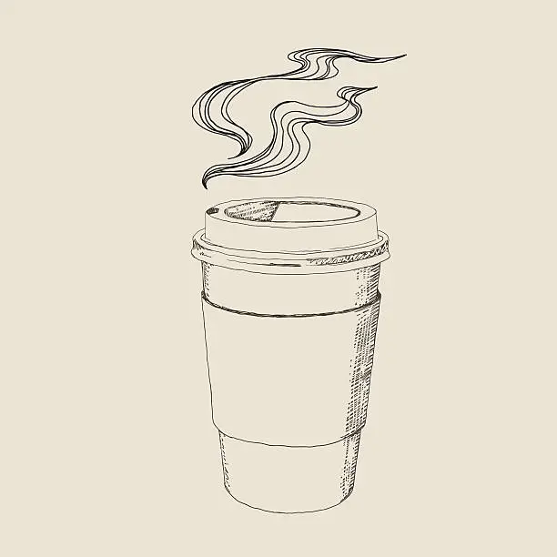 Vector illustration of Hot Caffee Drawing