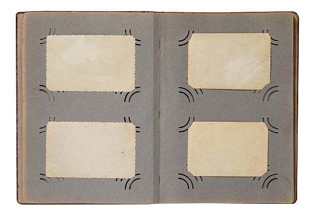 istock Old photo album with empty photo frames. 486868996