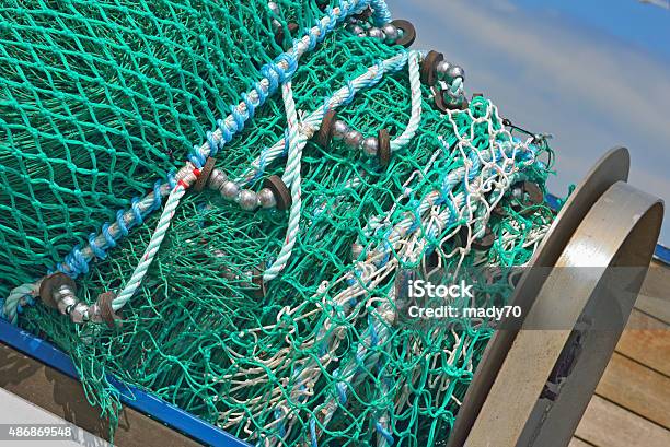 Pile Of Fishing Nets Stock Photo - Download Image Now - 2015, Abstract, Blue