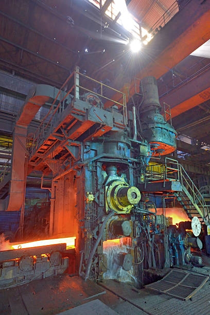 istock hot steel on conveyor 486869644