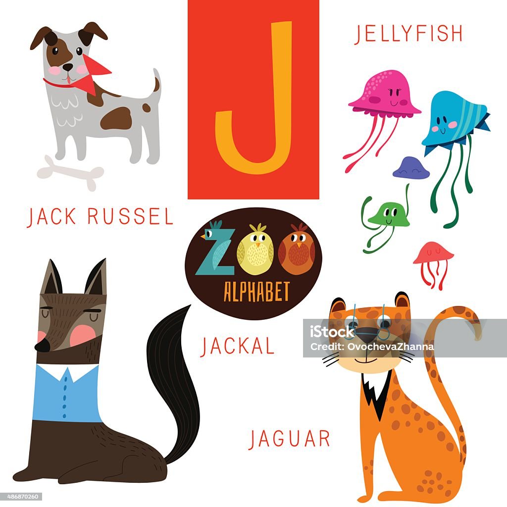 Cute Zoo Alphabet In Vectorj Letter Funny Cartoon Animals Stock  Illustration - Download Image Now - iStock