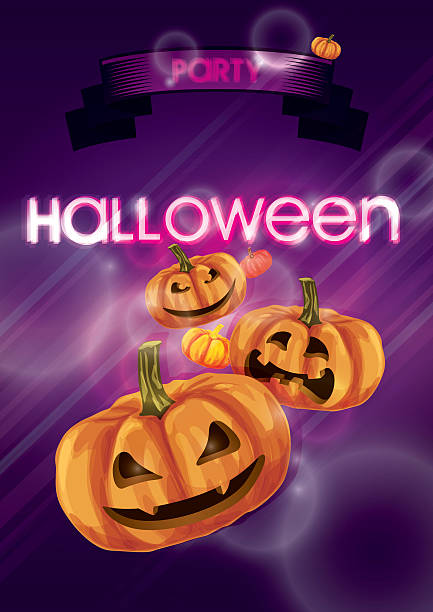 istock halloween party poster with pumpkin and ribbon 486870484